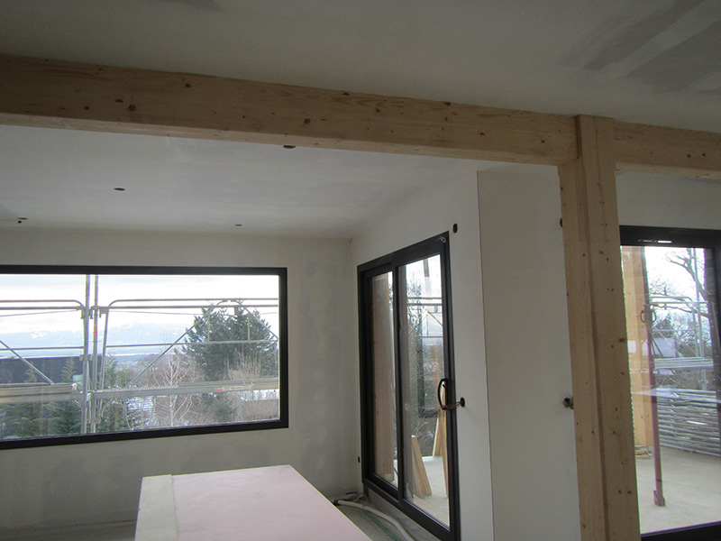 Pose de faux plafond dans une maison ossature bois près de Saint-Genis-Pouilly, Annecy